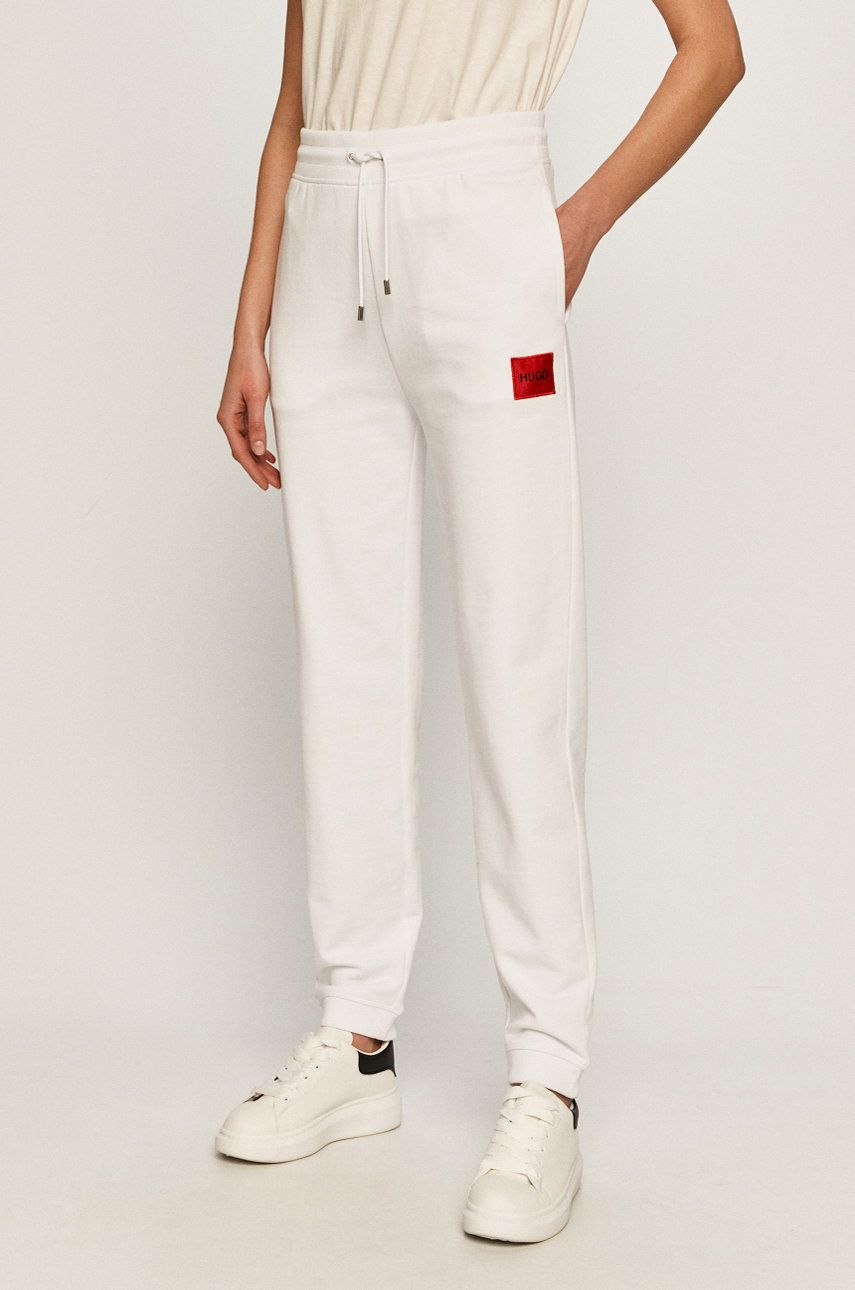 Hugo Spodnie 50455983 damskie kolor biały gładkie