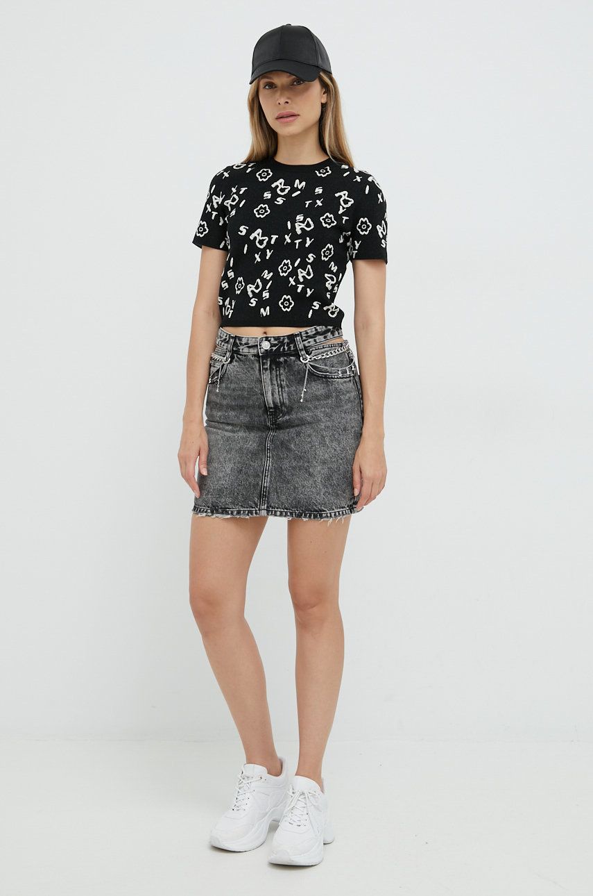 Miss Sixty spódnica jeansowa kolor szary mini prosta