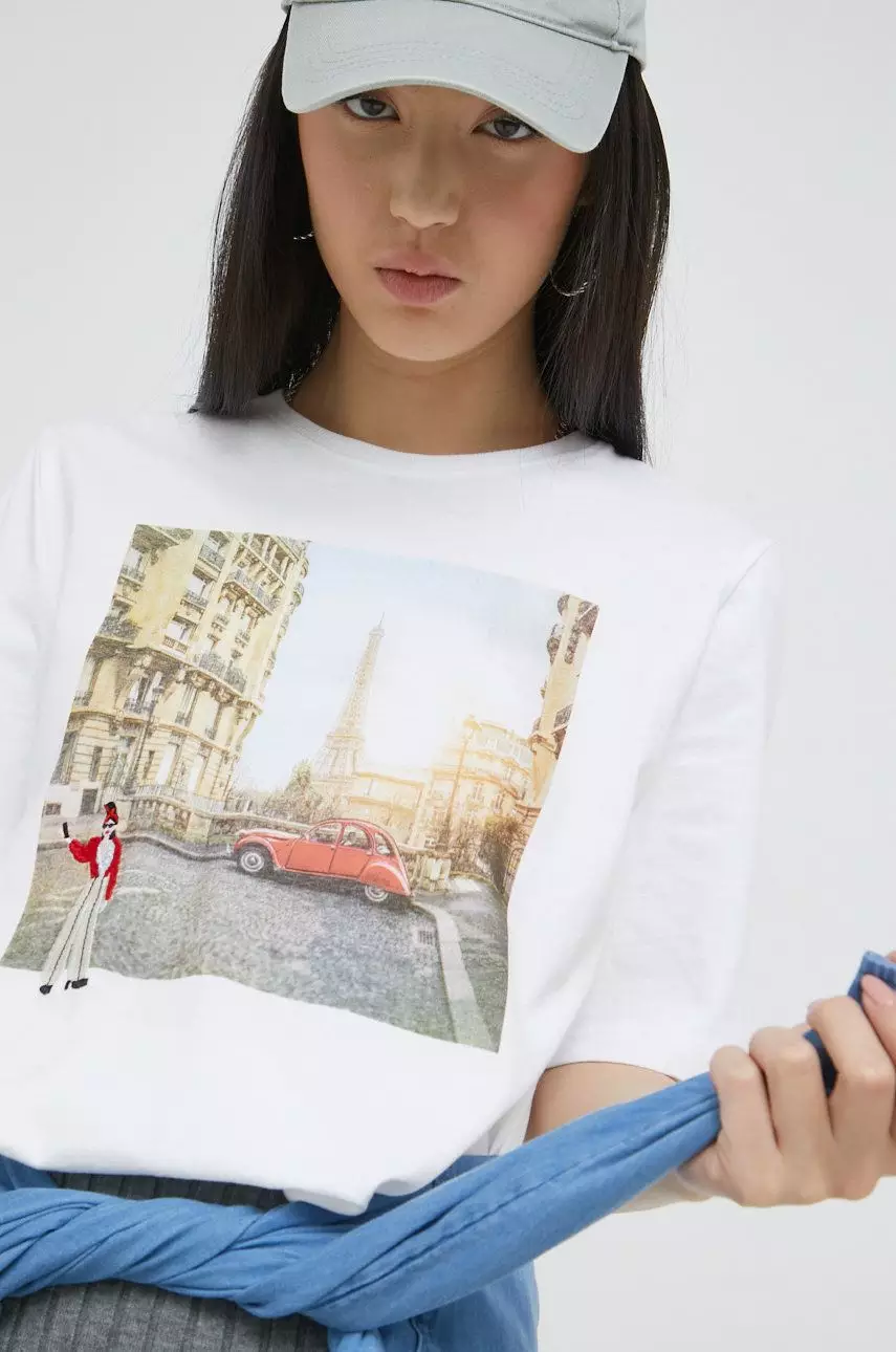 Only t-shirt bawełniany kolor biały