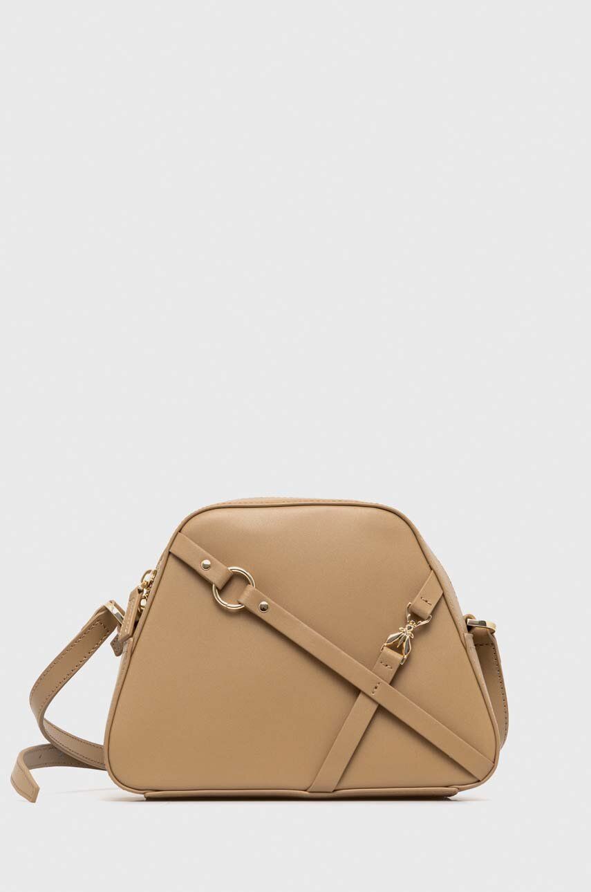 Patrizia Pepe torebka skórzana kolor beżowy