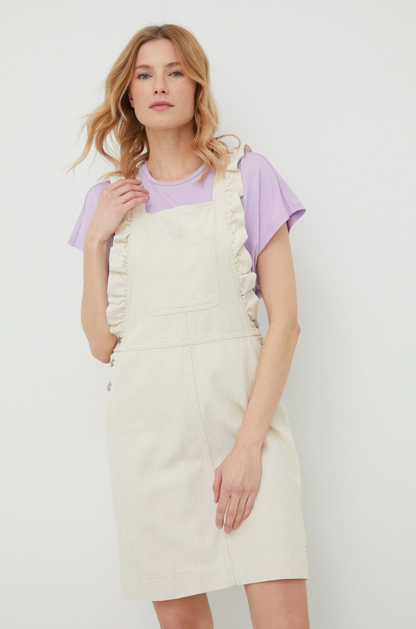 Tom Tailor sukienka jeansowa kolor beżowy mini prosta