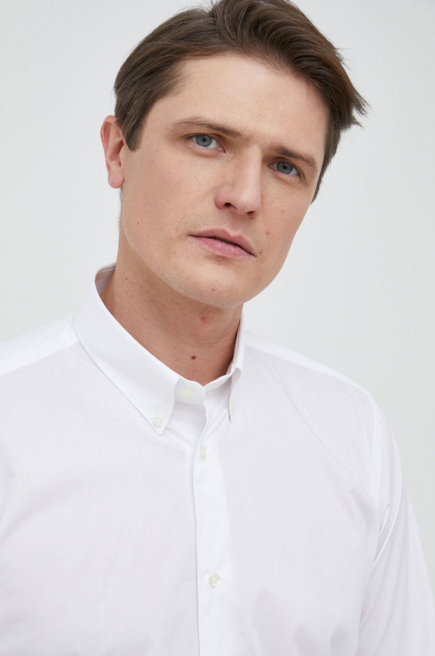 Liu Jo koszula męska kolor biały slim z kołnierzykiem button-down