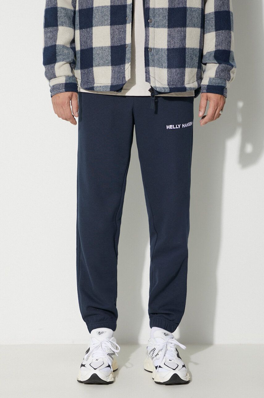Helly Hansen spodnie dresowe kolor granatowy gładkie