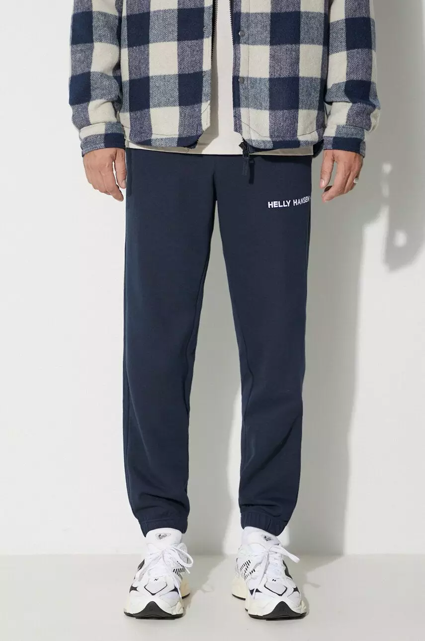 Helly Hansen spodnie dresowe kolor granatowy gładkie