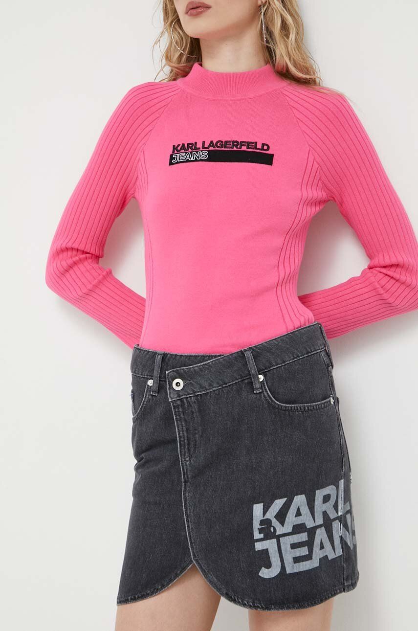 Karl Lagerfeld Jeans spódnica jeansowa kolor czarny mini prosta
