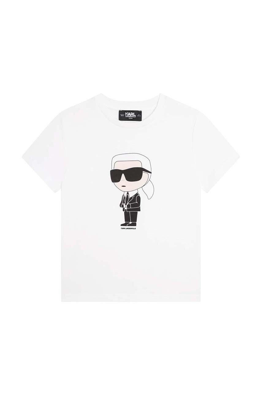 Karl Lagerfeld t-shirt bawełniany dziecięcy kolor biały z nadrukiem