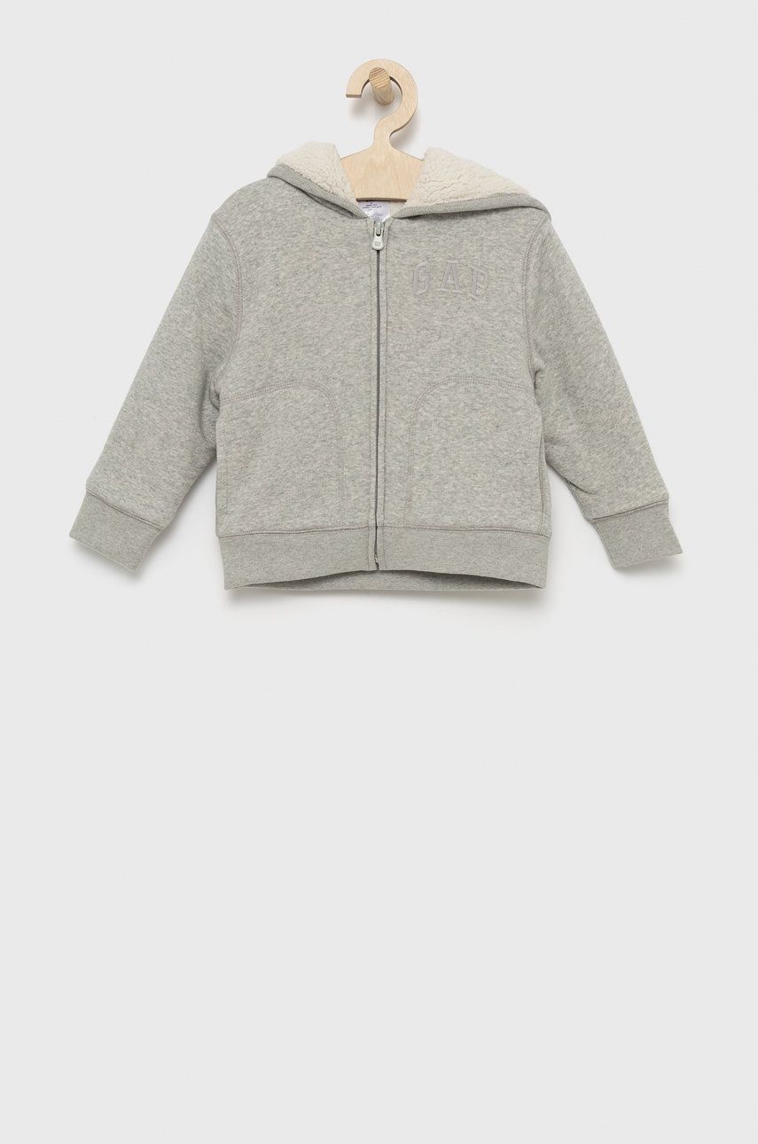 GAP Bluza dziecięca kolor szary z kapturem melanżowa
