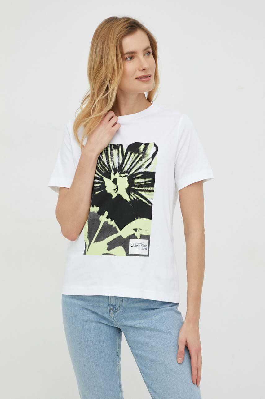 Calvin Klein t-shirt bawełniany kolor biały