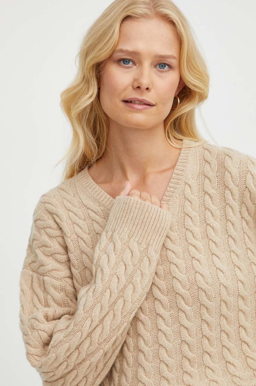 Levi's sweter wełniany damski kolor beżowy