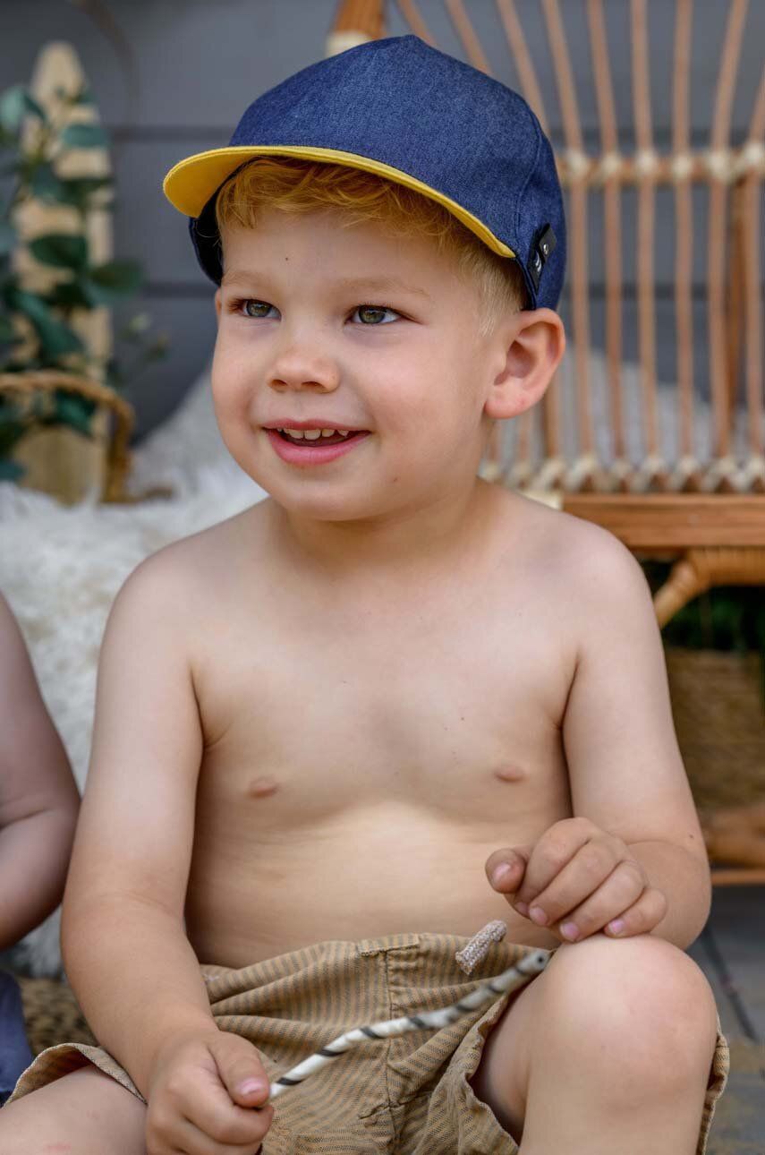 Jamiks czapka bawełniana dziecięca kolor żółty gładka