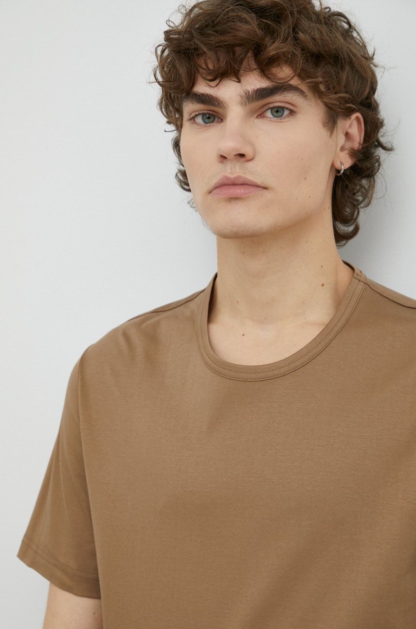 Tiger Of Sweden t-shirt bawełniany kolor beżowy gładki