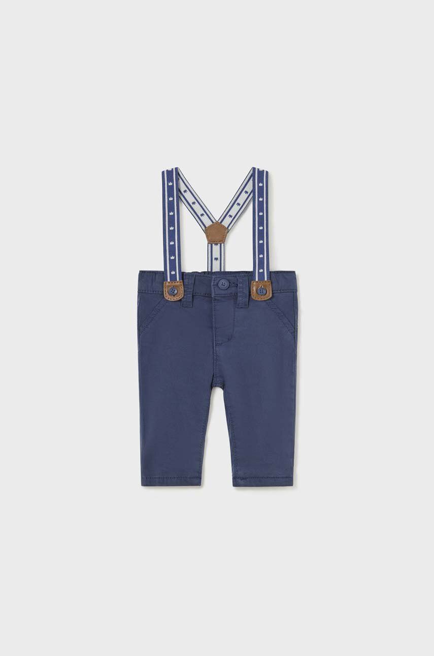 Mayoral Newborn spodnie niemowlęce kolor granatowy gładkie