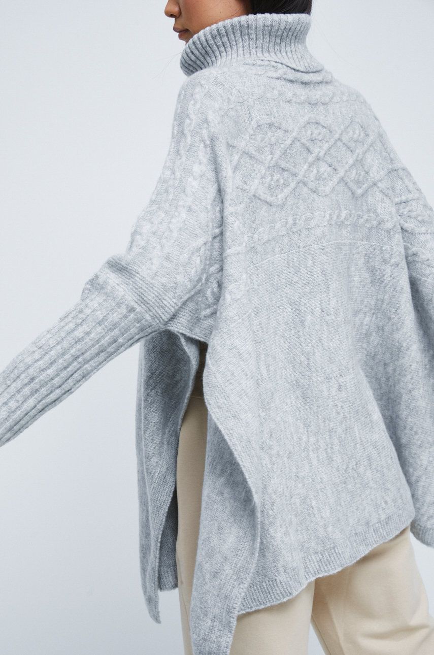 Medicine poncho damski kolor szary