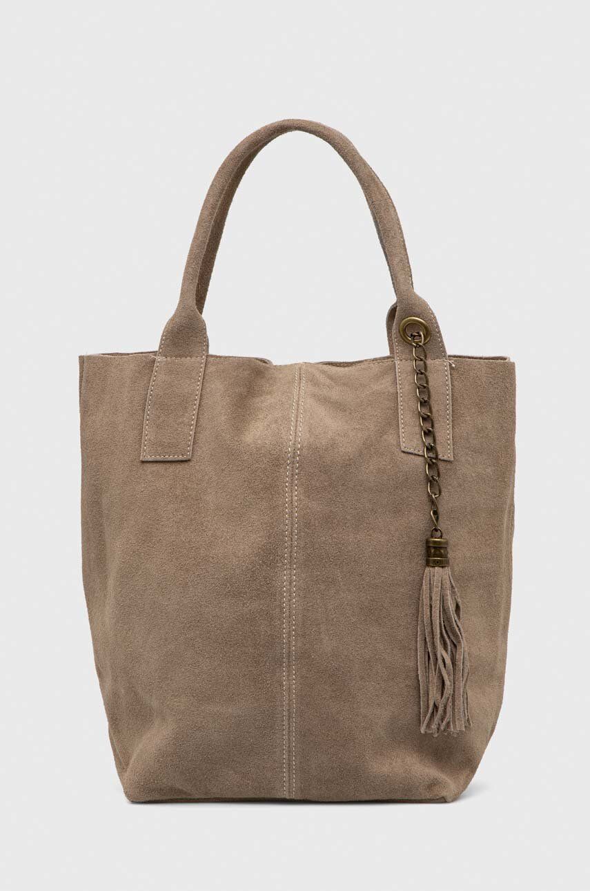 Answear Lab torebka zamszowa kolor beżowy