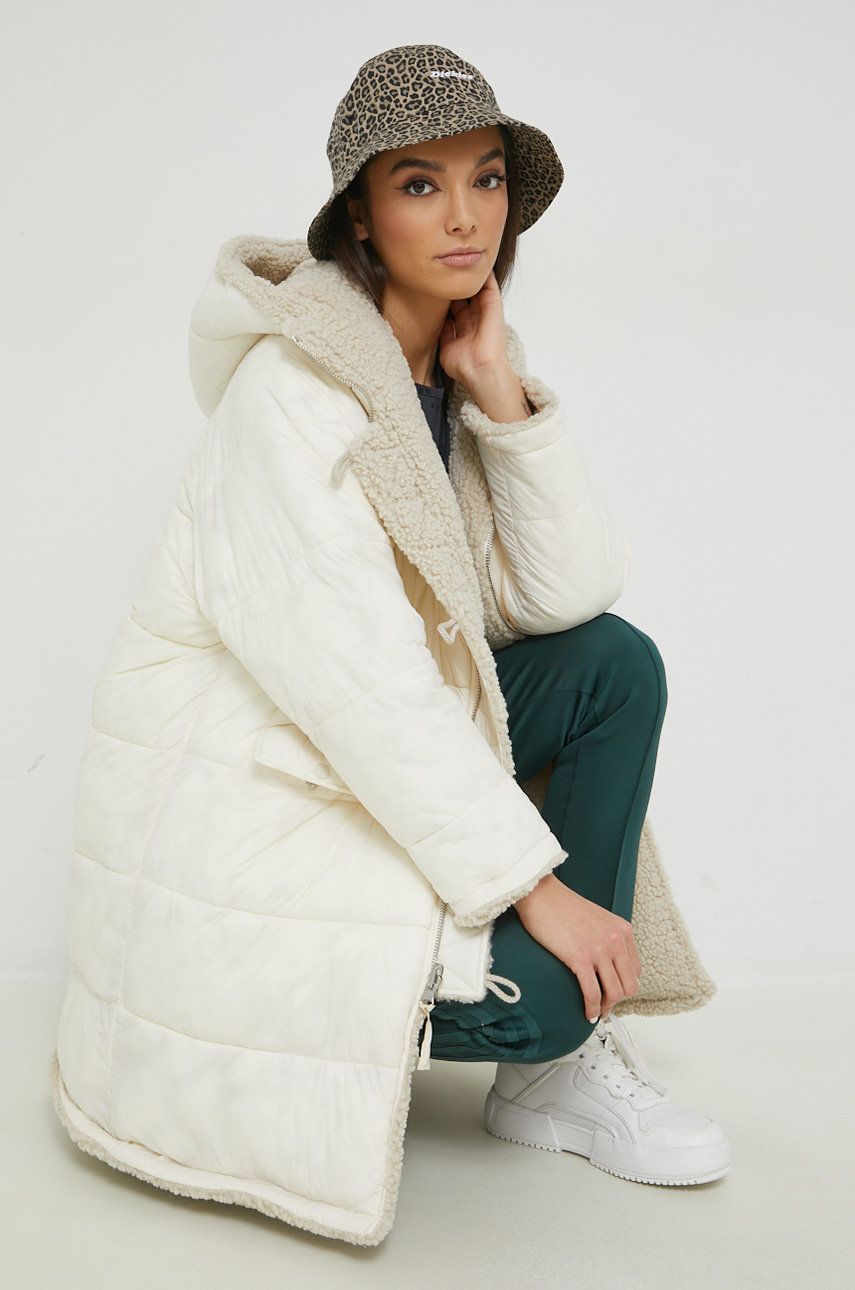 Sixth June kurtka dwustronna damska kolor beżowy zimowa oversize