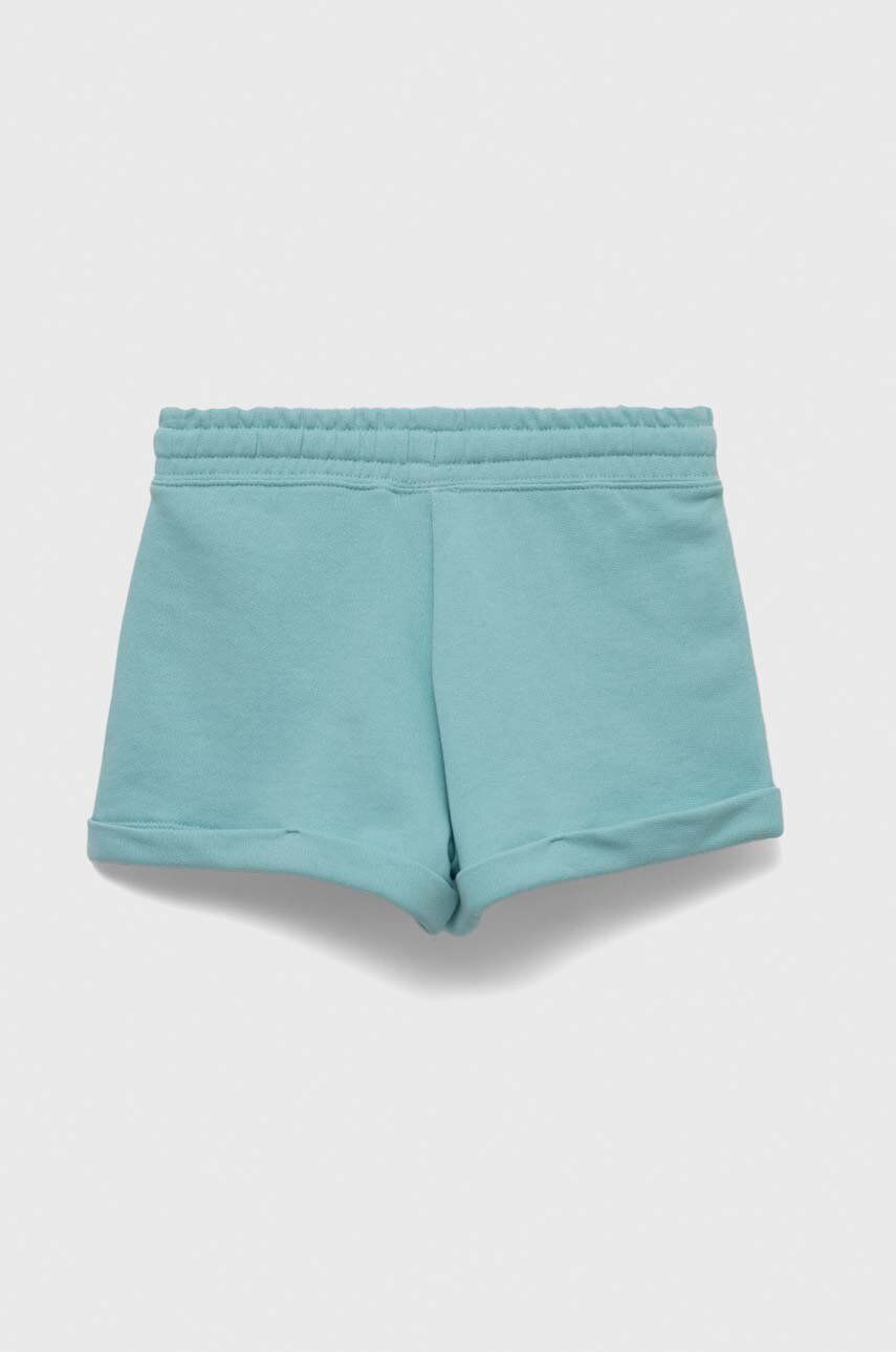 United Colors of Benetton szorty bawełniane dziecięce kolor turkusowy gładkie regulowana talia