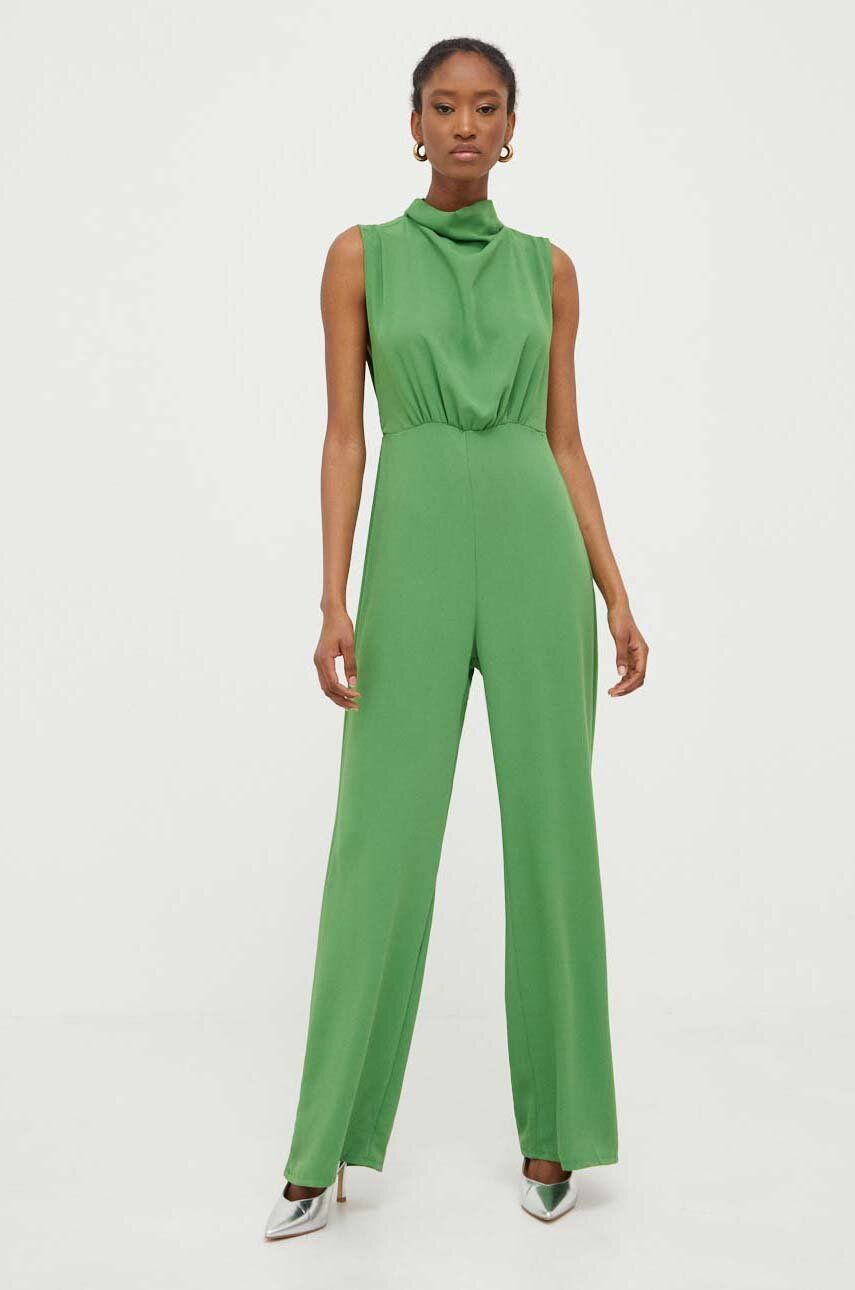 Answear Lab kombinezon kolor zielony z dekoltem okrągłym