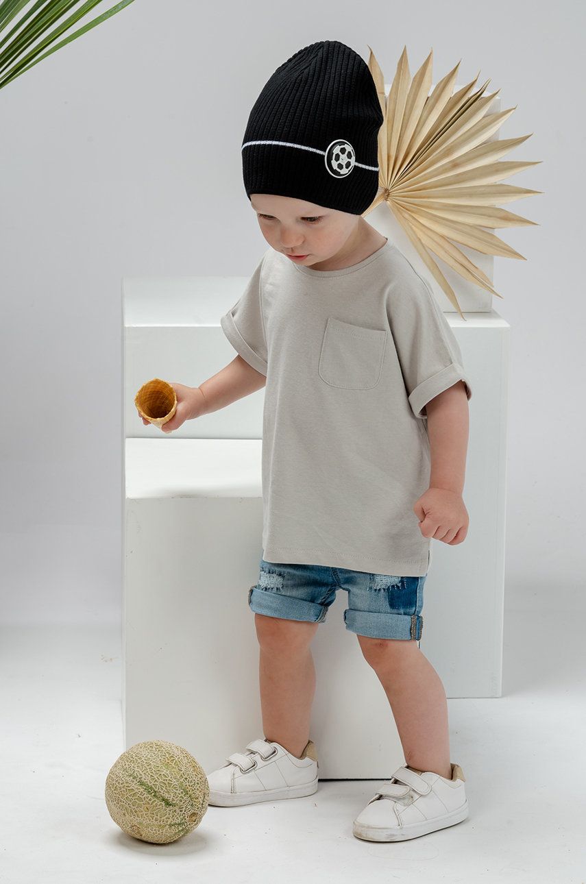 Jamiks czapka dziecięca Taman kolor czarny z cienkiej dzianiny