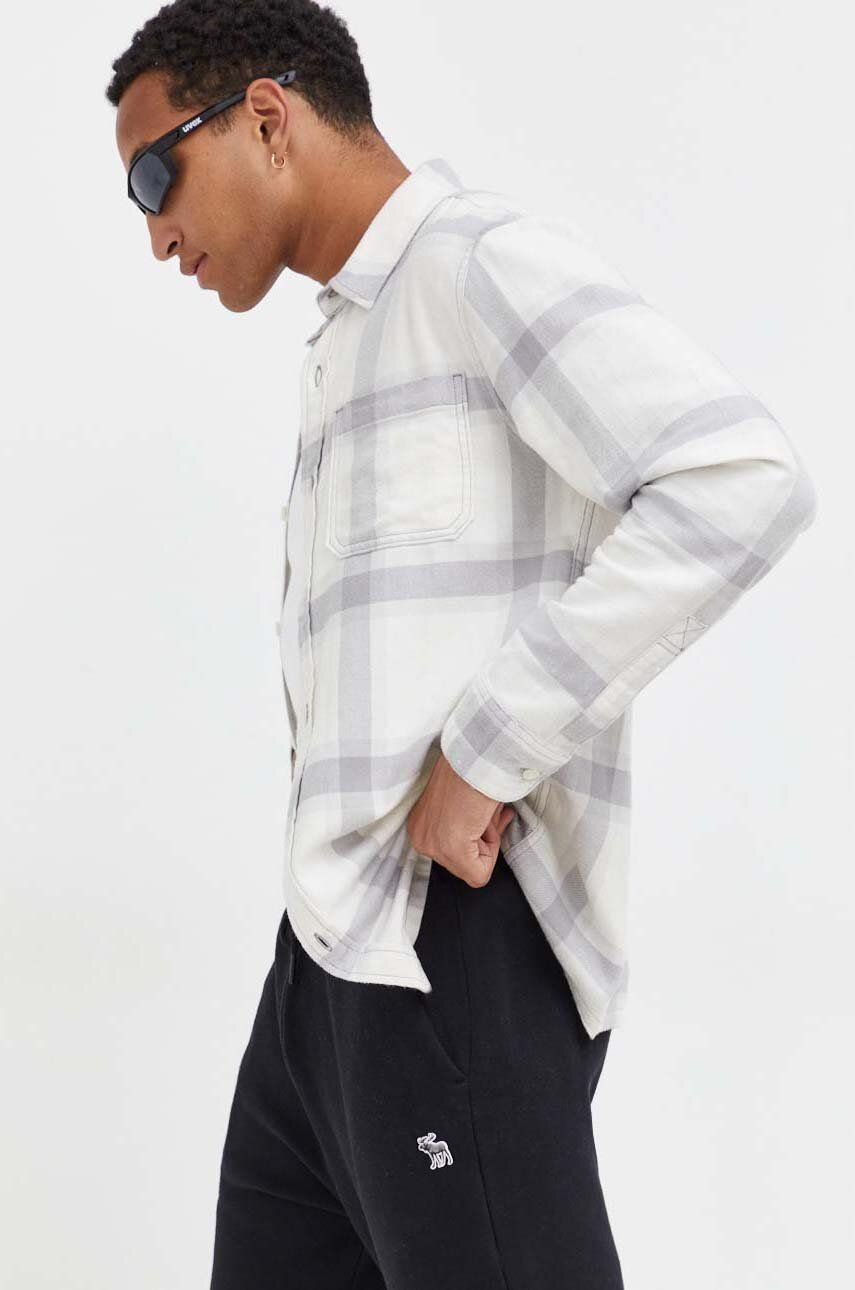 Hollister Co. koszula bawełniana męska kolor szary regular z kołnierzykiem klasycznym