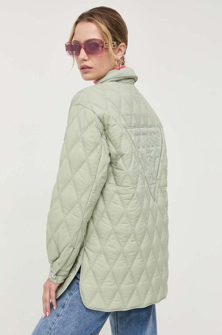 Guess kurtka damska kolor zielony przejściowa