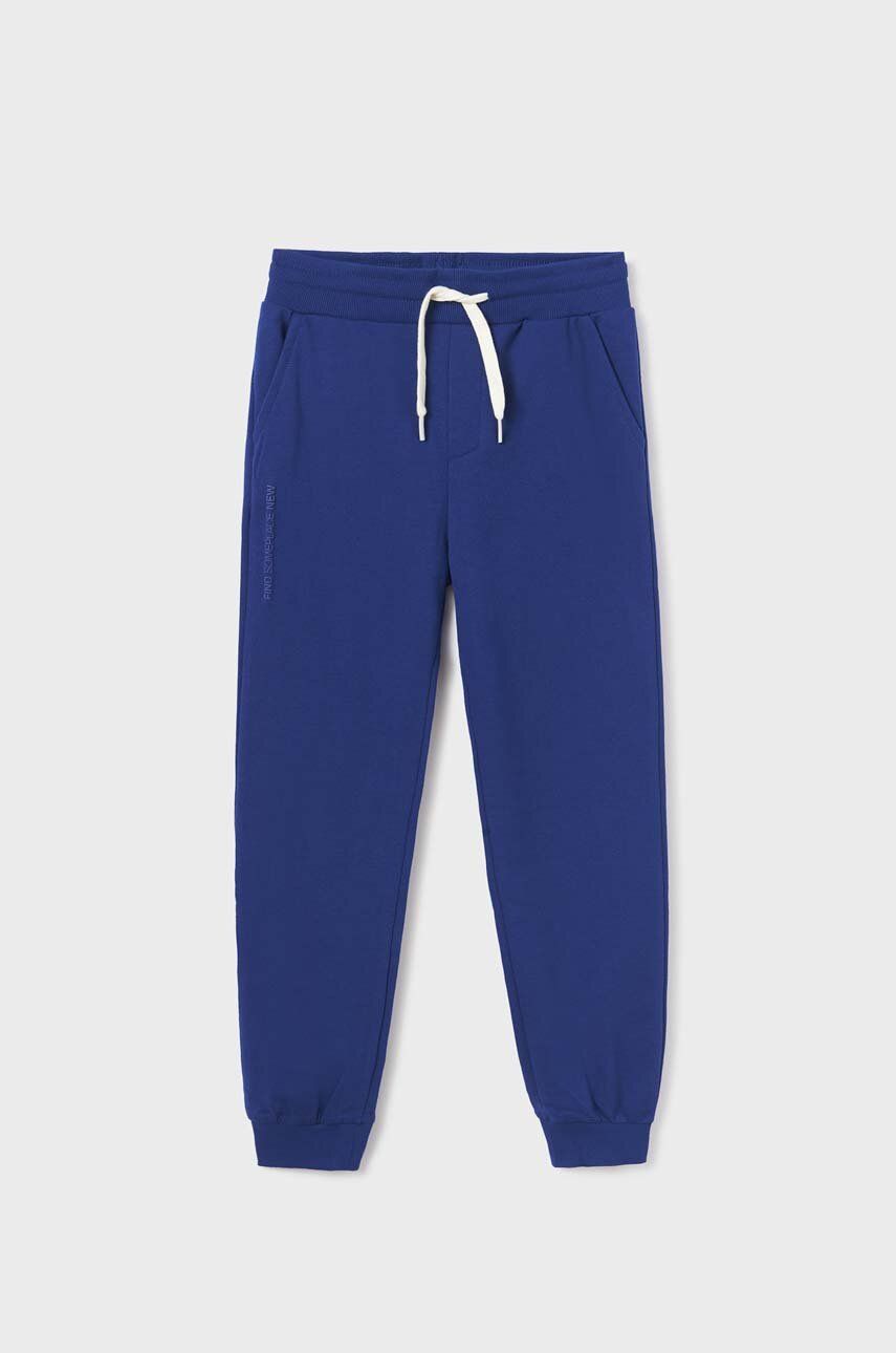 Mayoral spodnie dresowe dziecięce kolor niebieski gładkie