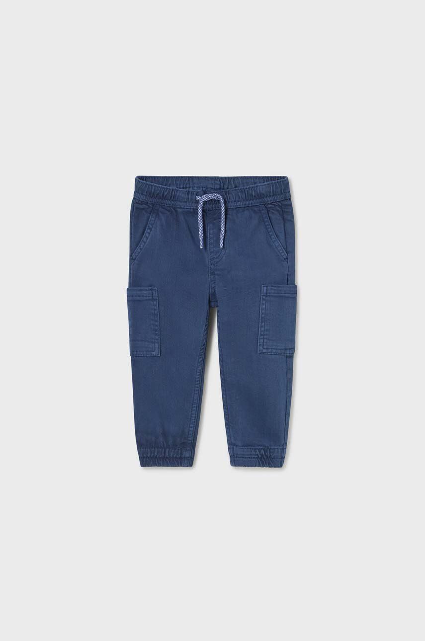 Mayoral spodnie niemowlęce cargo kolor granatowy gładkie
