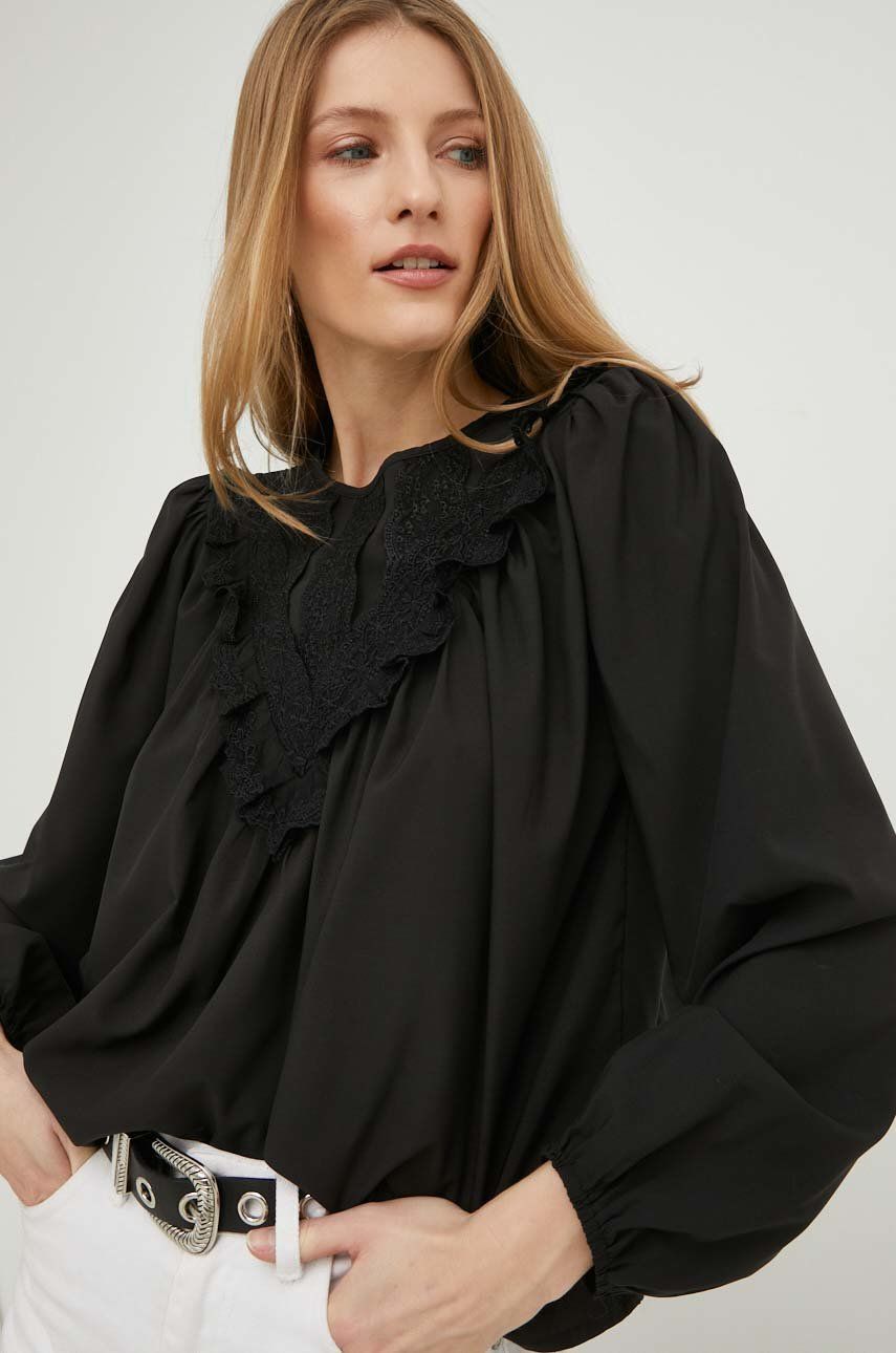 Answear Lab bluzka damska kolor czarny z aplikacją