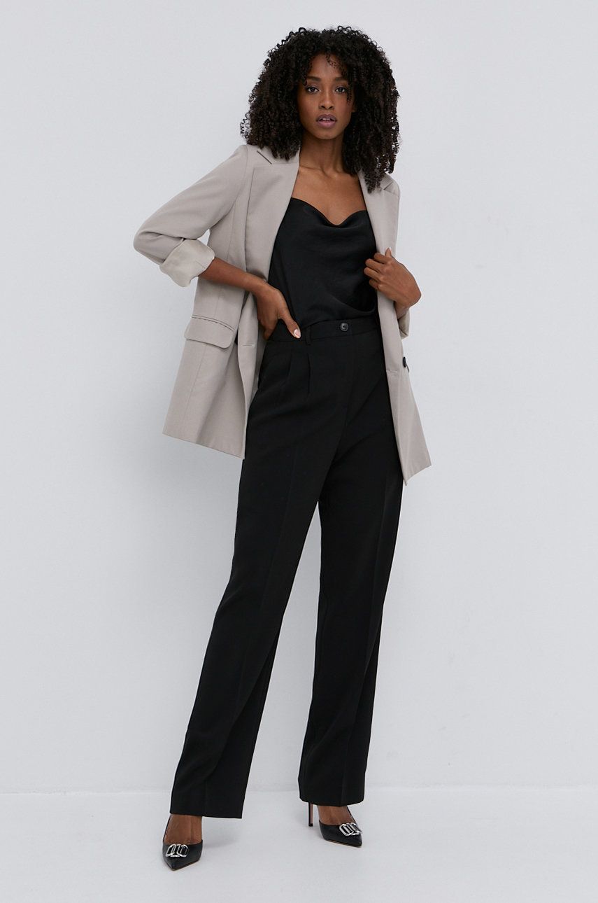 Tory Burch Spodnie damskie kolor czarny fason cygaretki high waist