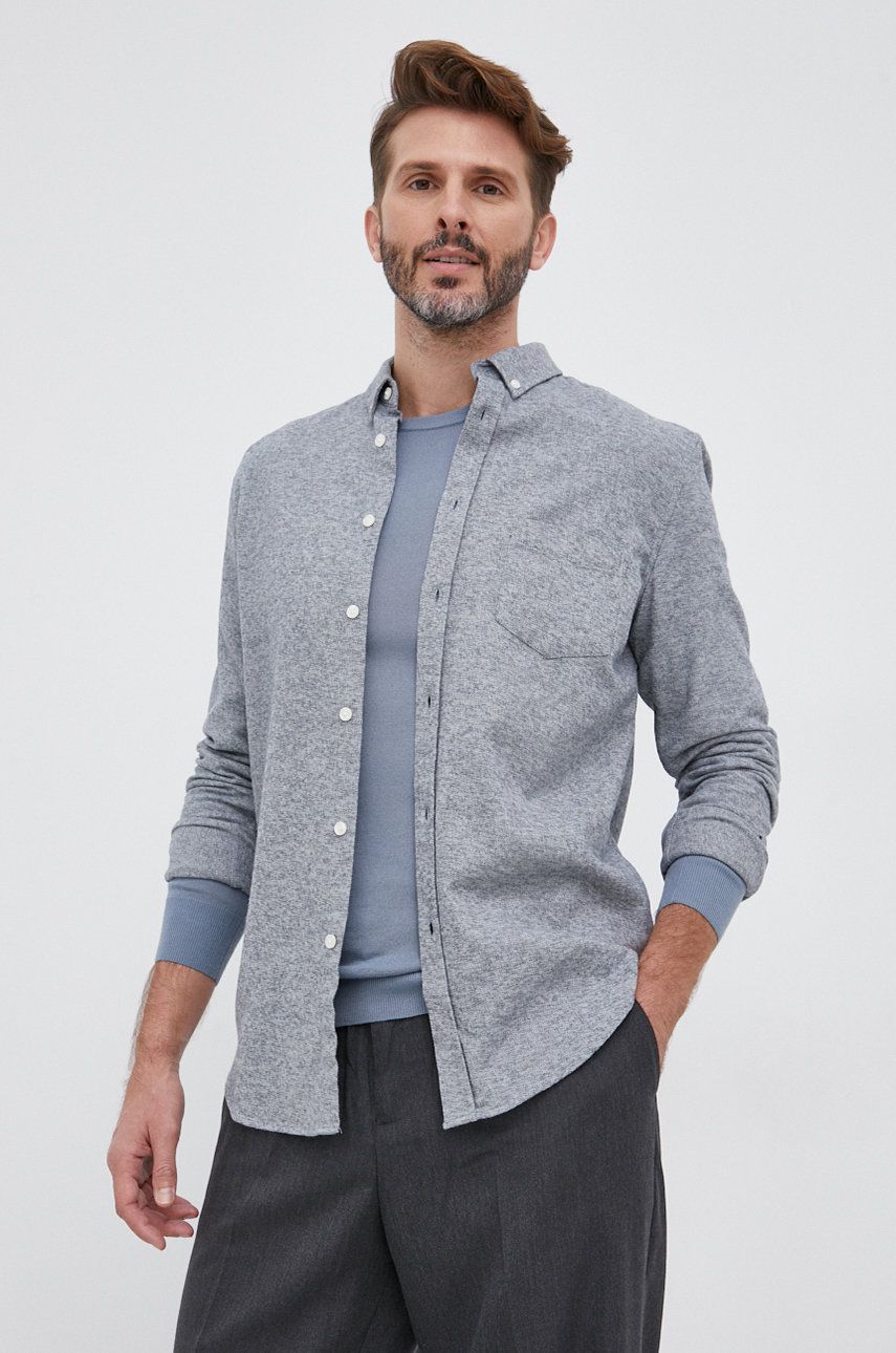 Samsoe Samsoe Koszula bawełniana męska regular z kołnierzykiem button-down