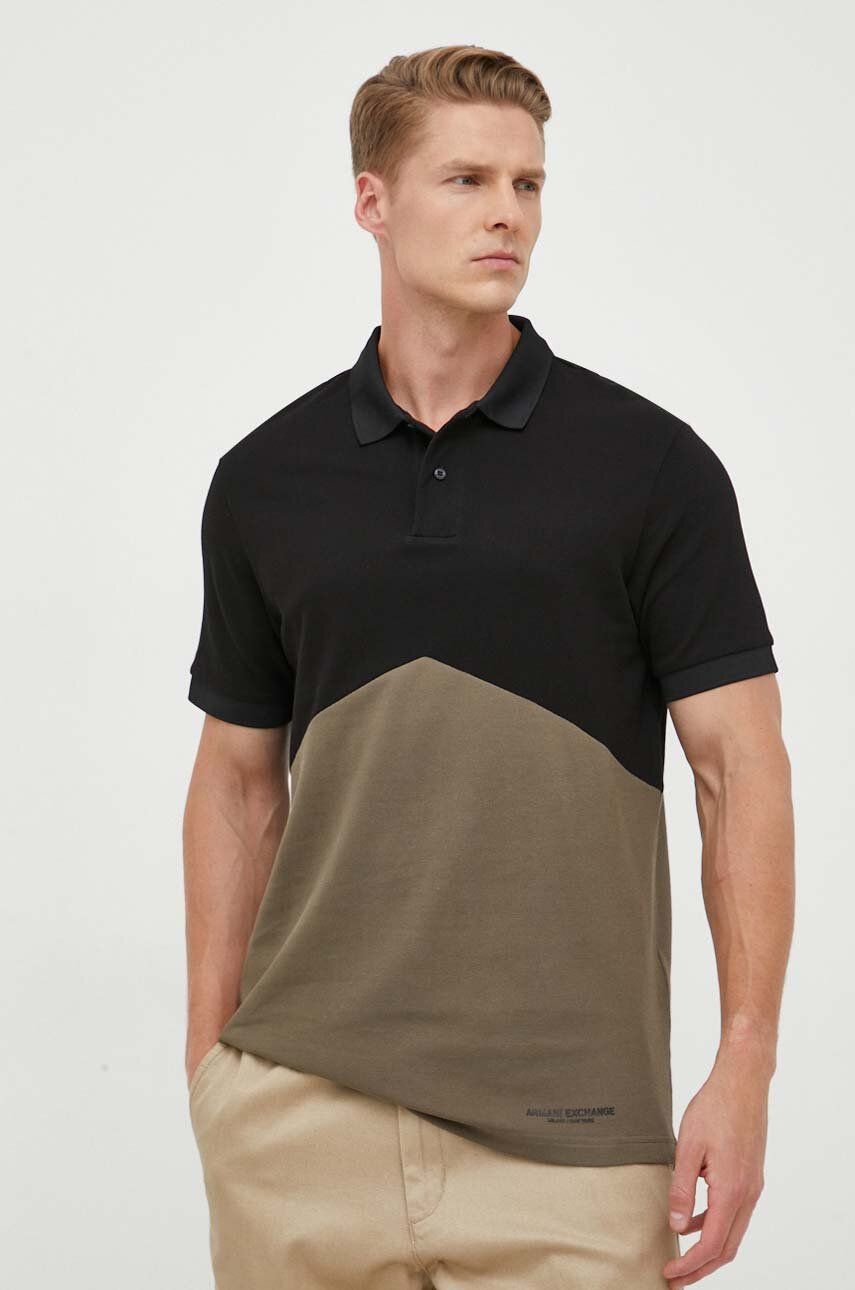 Armani Exchange polo bawełniane wzorzysty