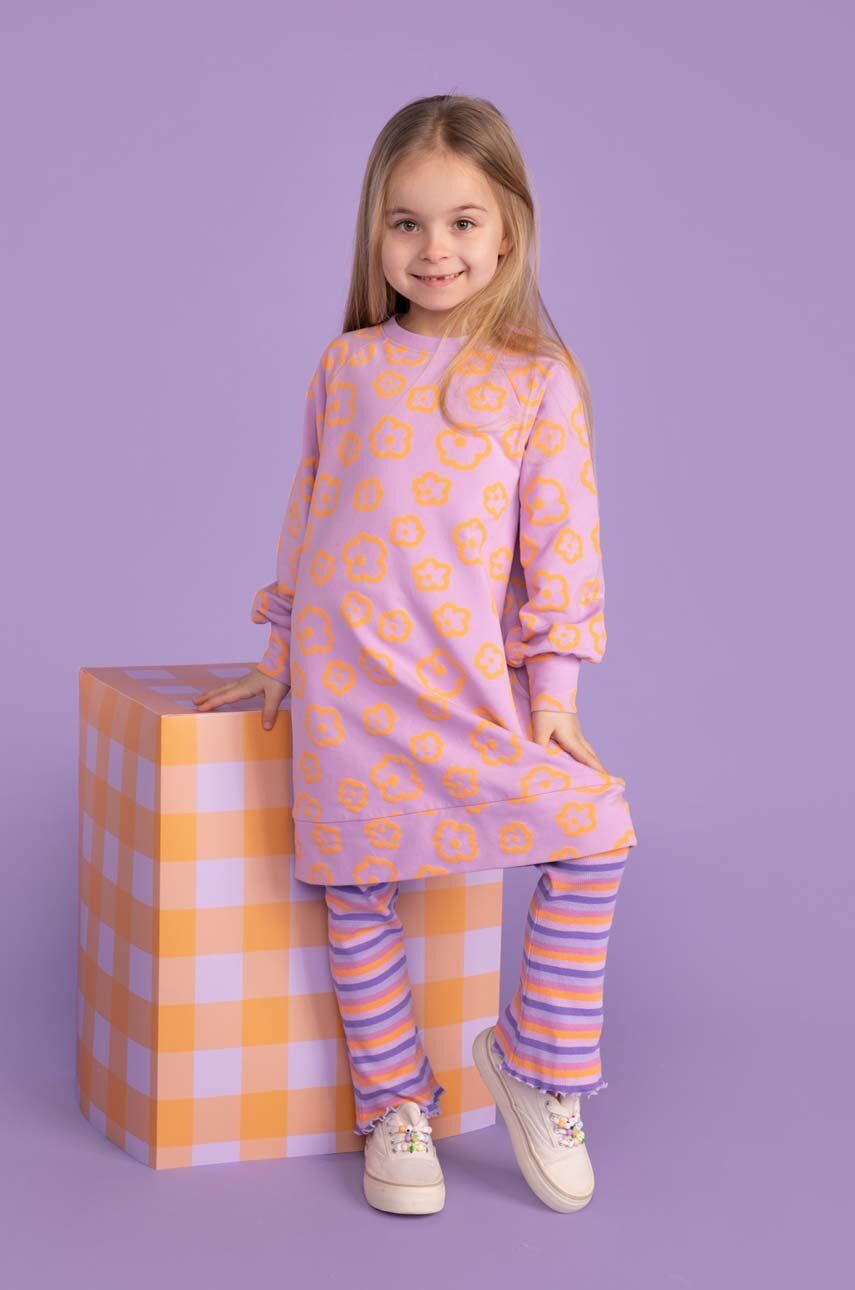 Coccodrillo legginsy bawełniane dziecięce kolor różowy wzorzyste