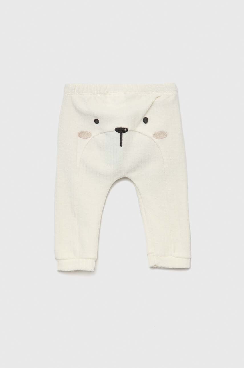 United Colors of Benetton spodnie dresowe niemowlęce kolor beżowy gładkie