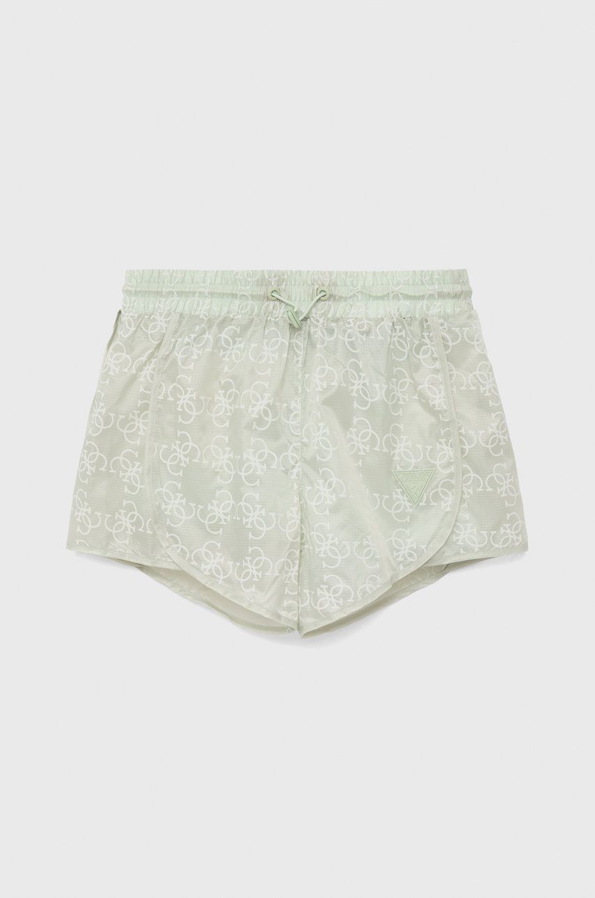 Guess szorty dziecięce kolor zielony wzorzyste regulowana talia