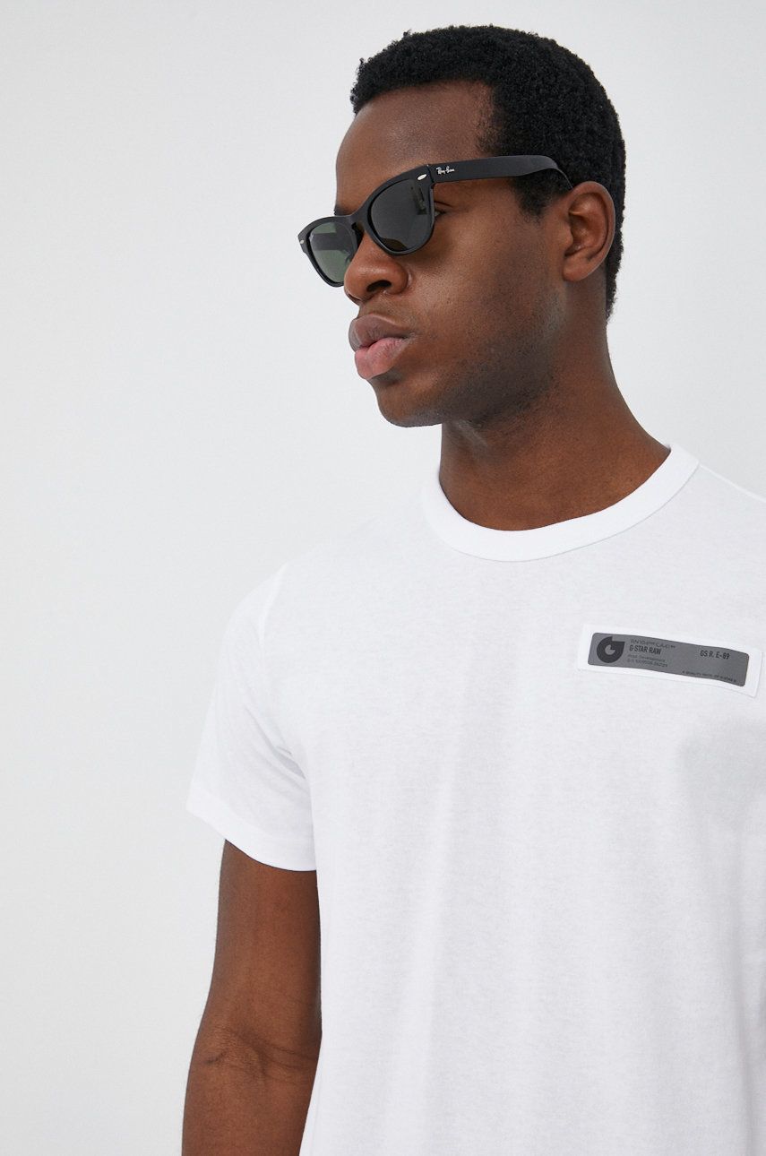 G-Star Raw t-shirt bawełniany D21332.C336 kolor biały z aplikacją