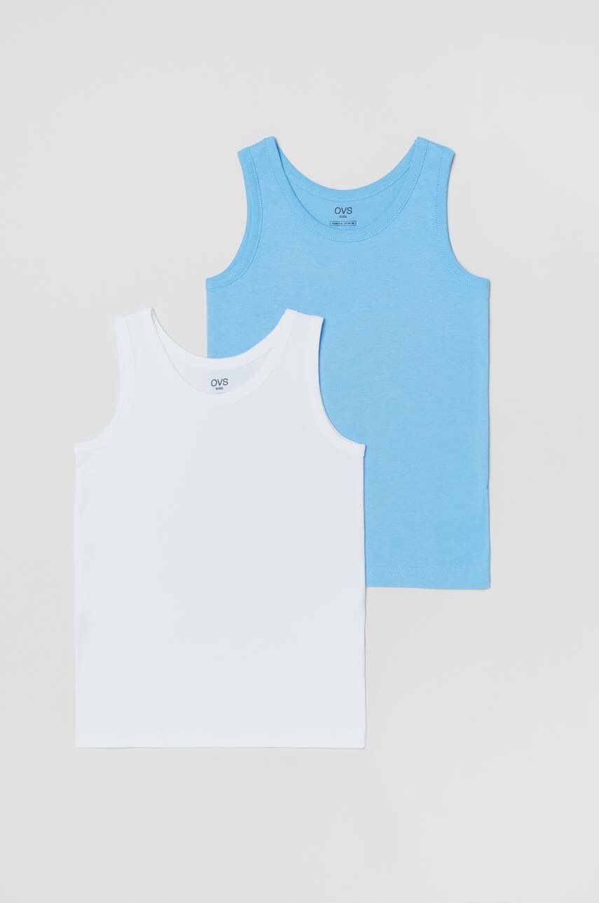OVS t-shirt piżamowy dziecięcy 2-pack kolor biały gładka