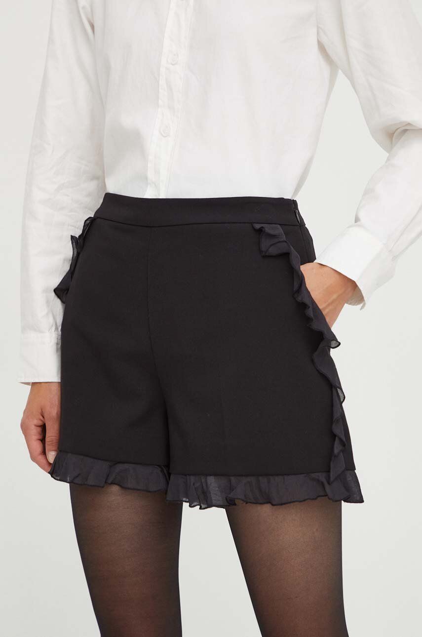 Twinset szorty damskie kolor czarny gładkie high waist