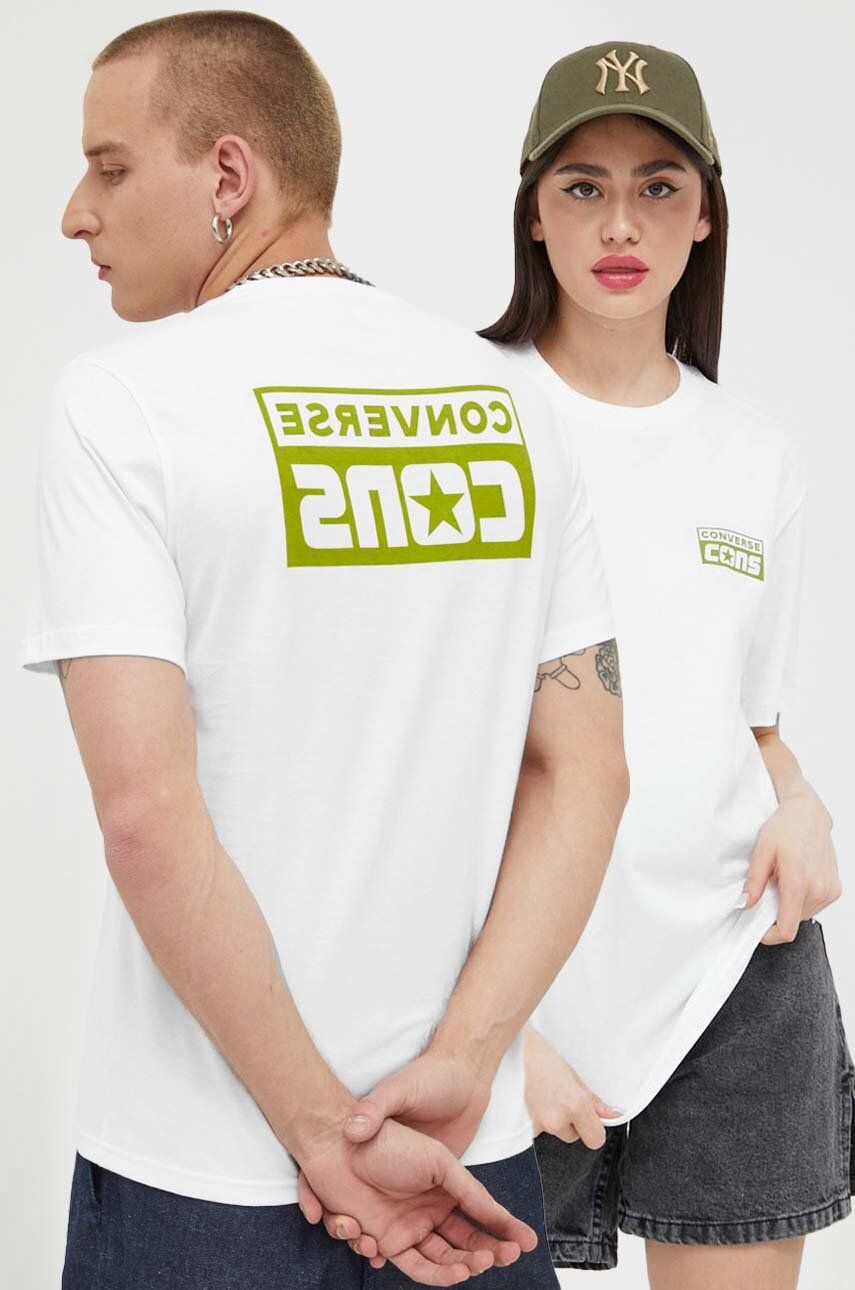 Converse t-shirt bawełniany kolor biały z nadrukiem