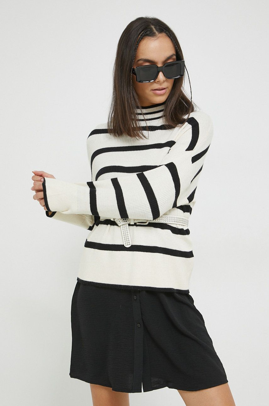 Only sweter damski kolor beżowy lekki z golfem