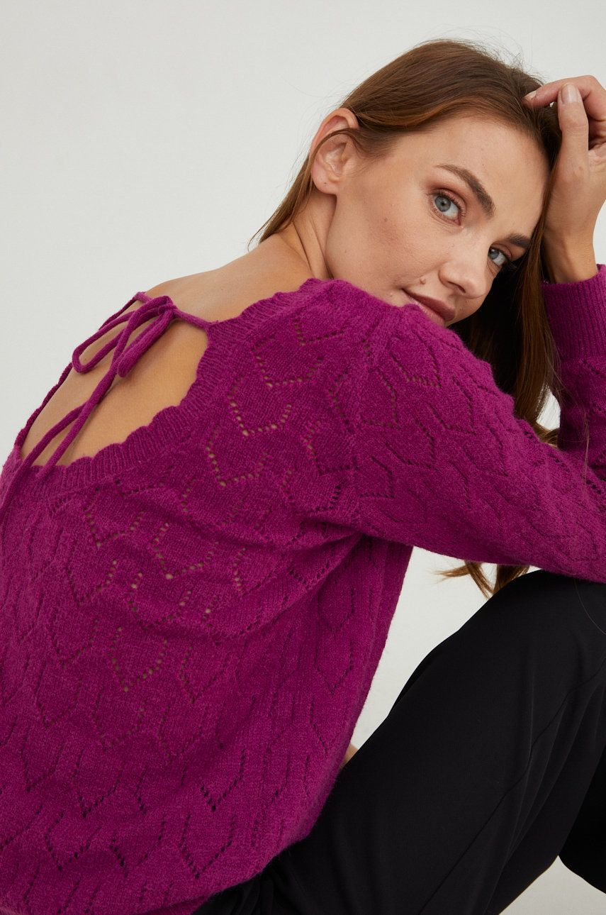 Answear Lab sweter z wełną damski kolor różowy