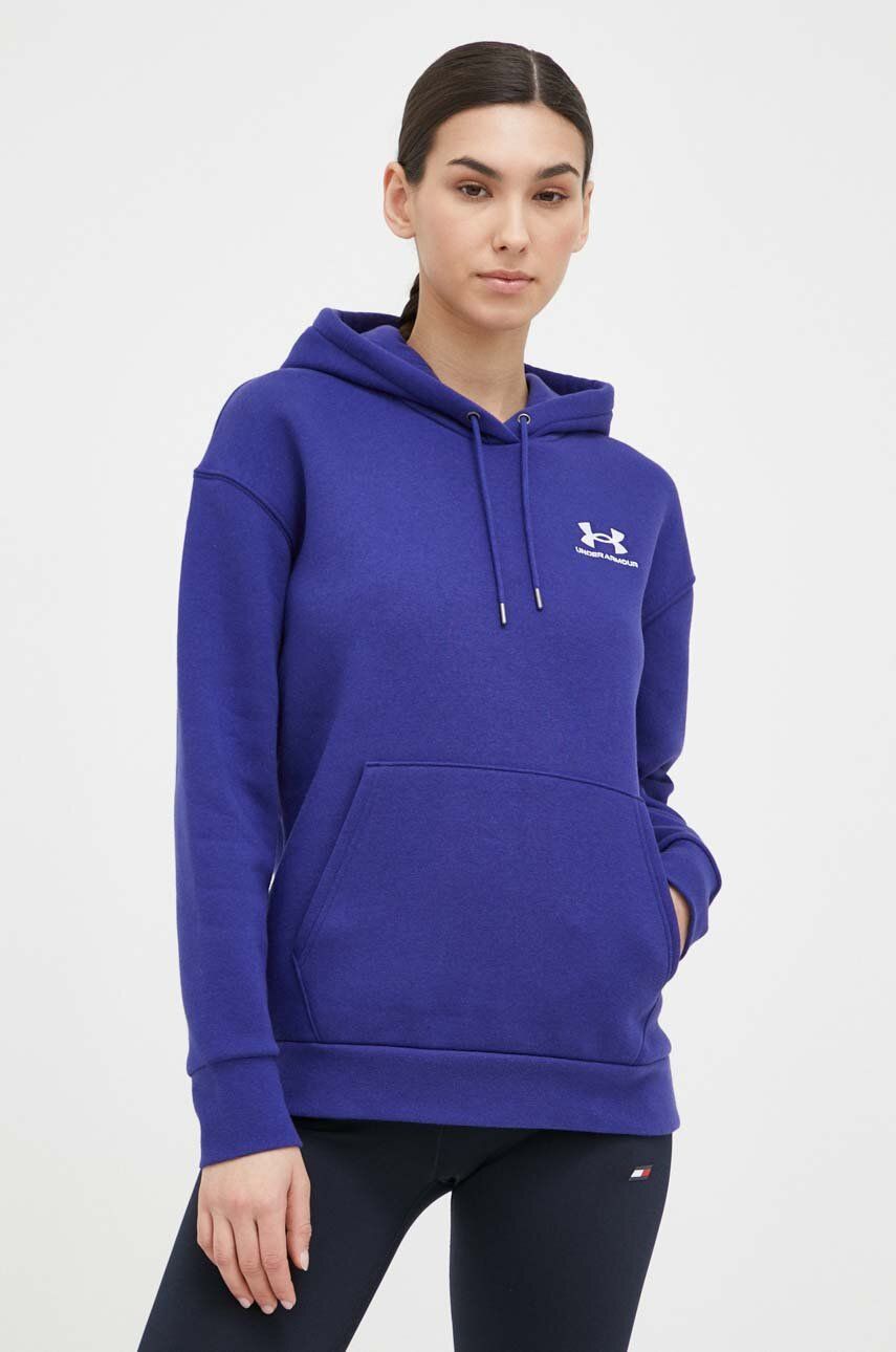 Under Armour bluza damska kolor fioletowy z kapturem gładka 1373033-690