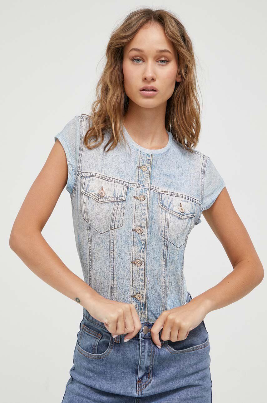 Guess Originals t-shirt damski kolor niebieski