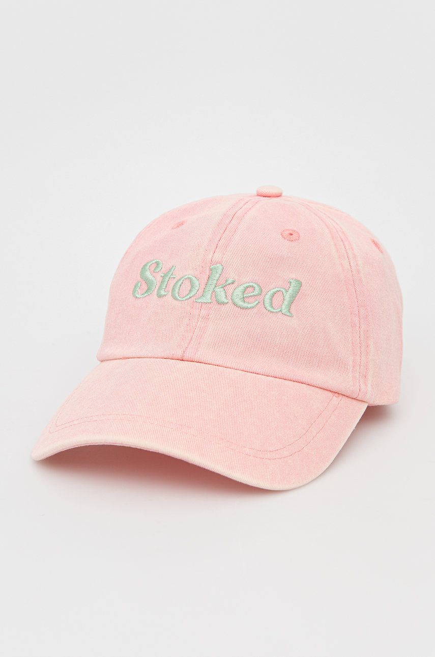 Billabong czapka bawełniana kolor różowy z aplikacją