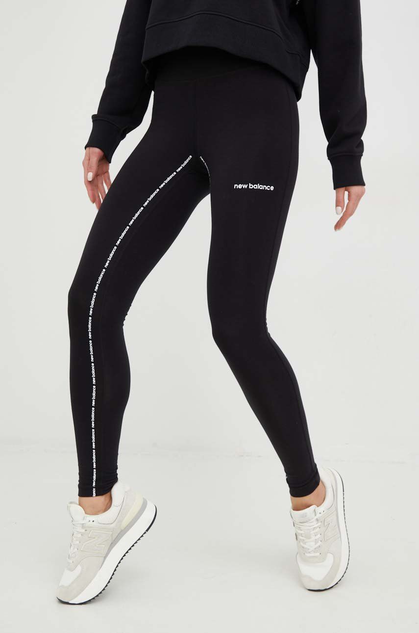 New Balance legginsy damskie kolor czarny z nadrukiem