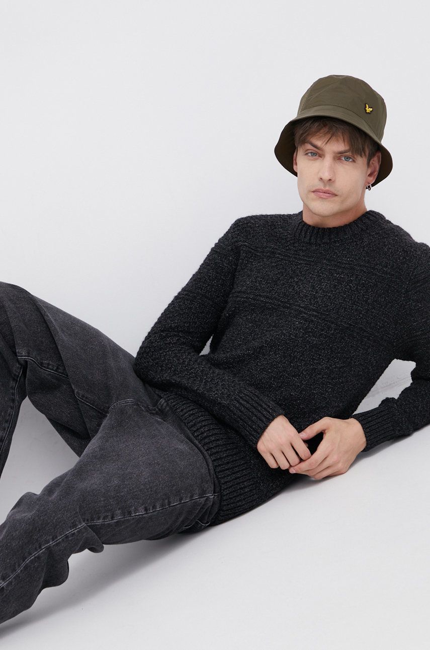 Superdry Sweter z domieszką wełny męski kolor czarny