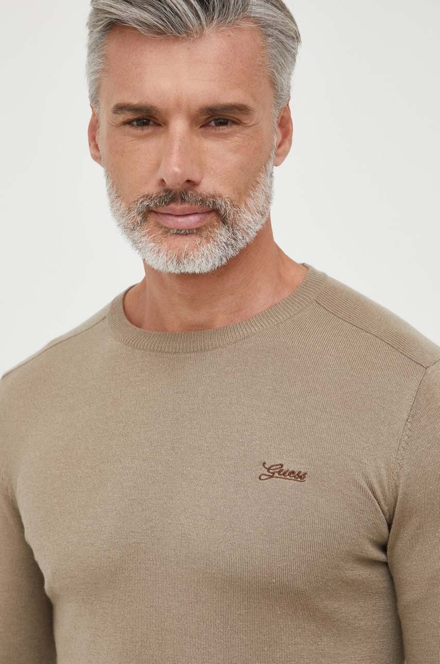 Guess sweter z domieszką wełny męski kolor brązowy lekki