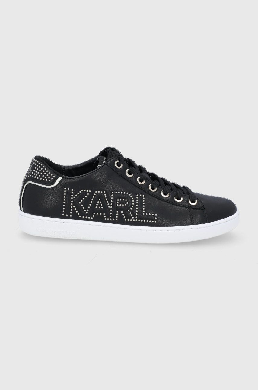 Karl Lagerfeld Buty skórzane Kupsole II KL61221.00G kolor czarny na płaskiej podeszwie
