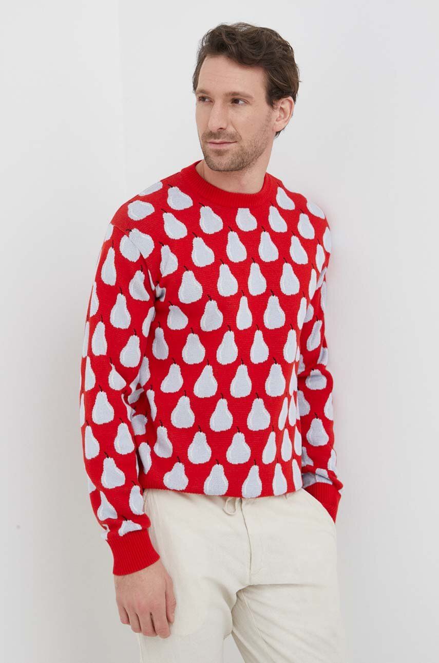 United Colors of Benetton sweter bawełniany kolor czerwony