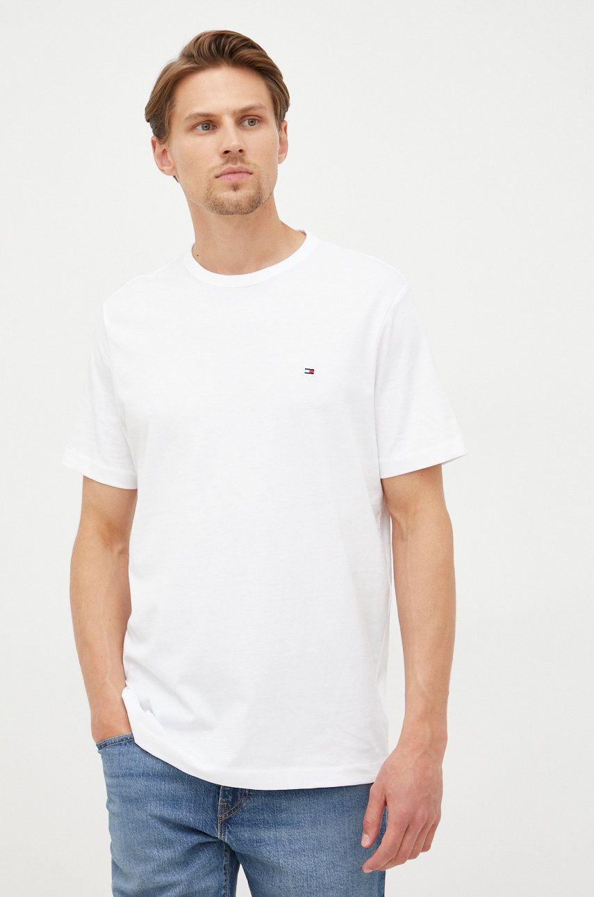 Tommy Hilfiger t-shirt bawełniany kolor biały gładki