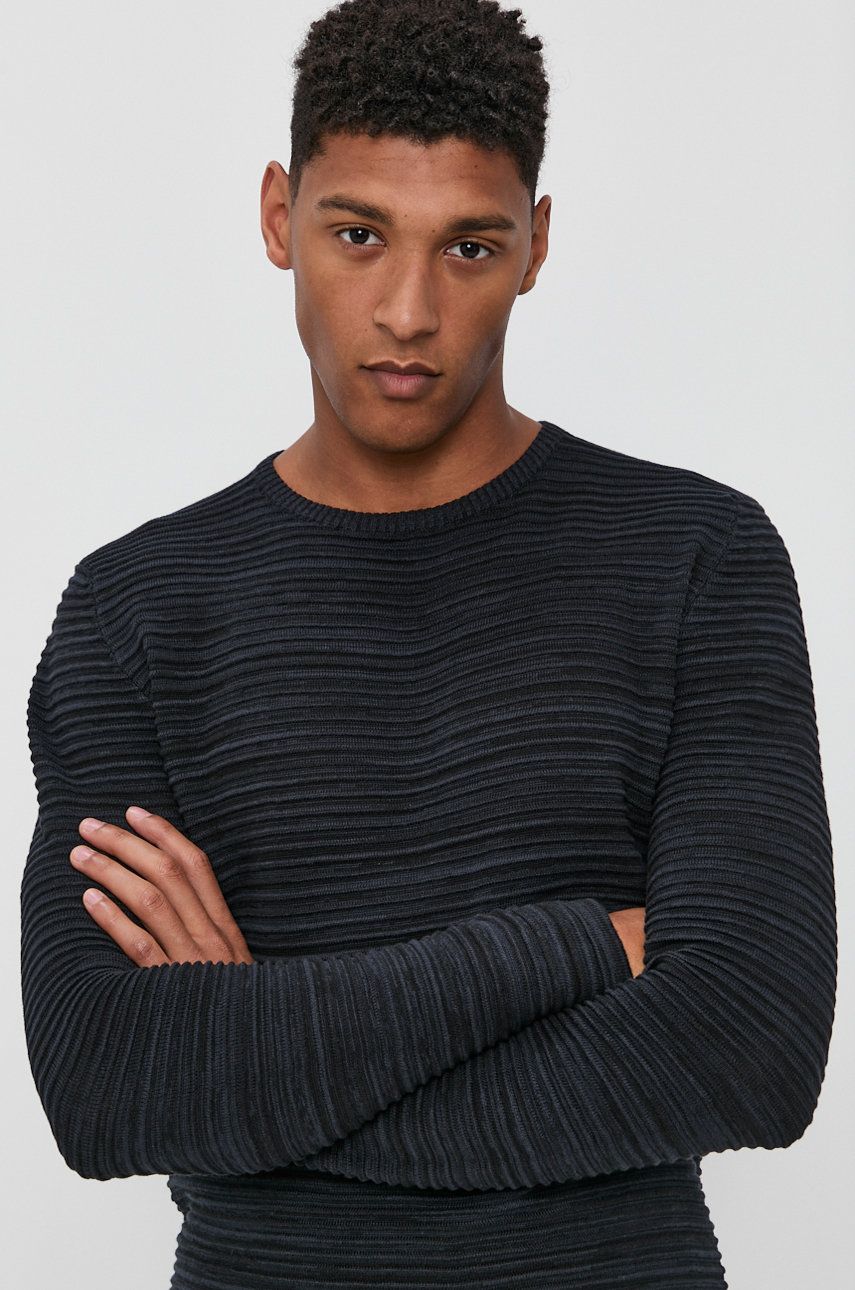 Solid Sweter męski kolor granatowy