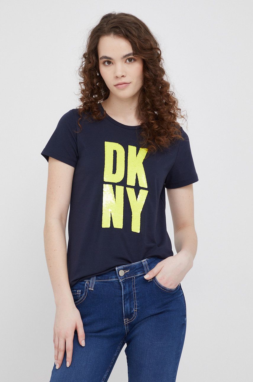 Dkny t-shirt P1LMKDNA damski kolor granatowy